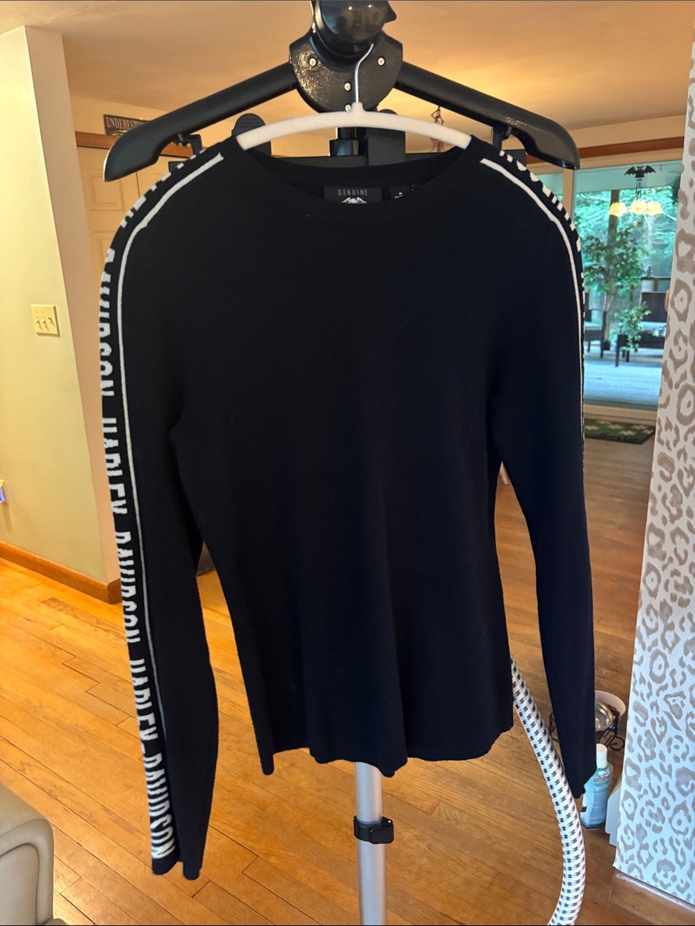Harley-Davidson Black Crewneck Sweater with White Side Logo Stripes